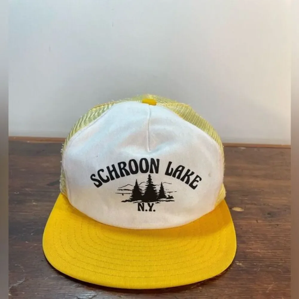 Vintage Schroon Lake Yellow Mesh Trucker Snapback